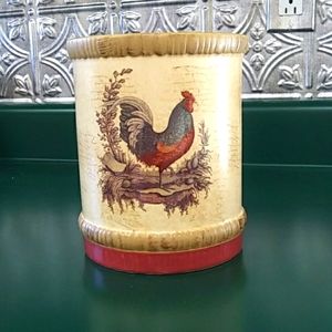 Hand Painted Rooster Utensil Holder